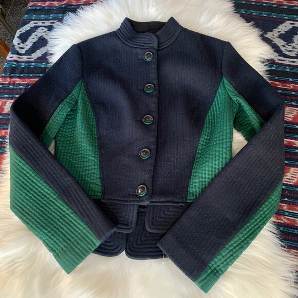 Tory Burch Canter Riding Jacket colorblock Coat quilted Size 0 - Picture 6 of 10